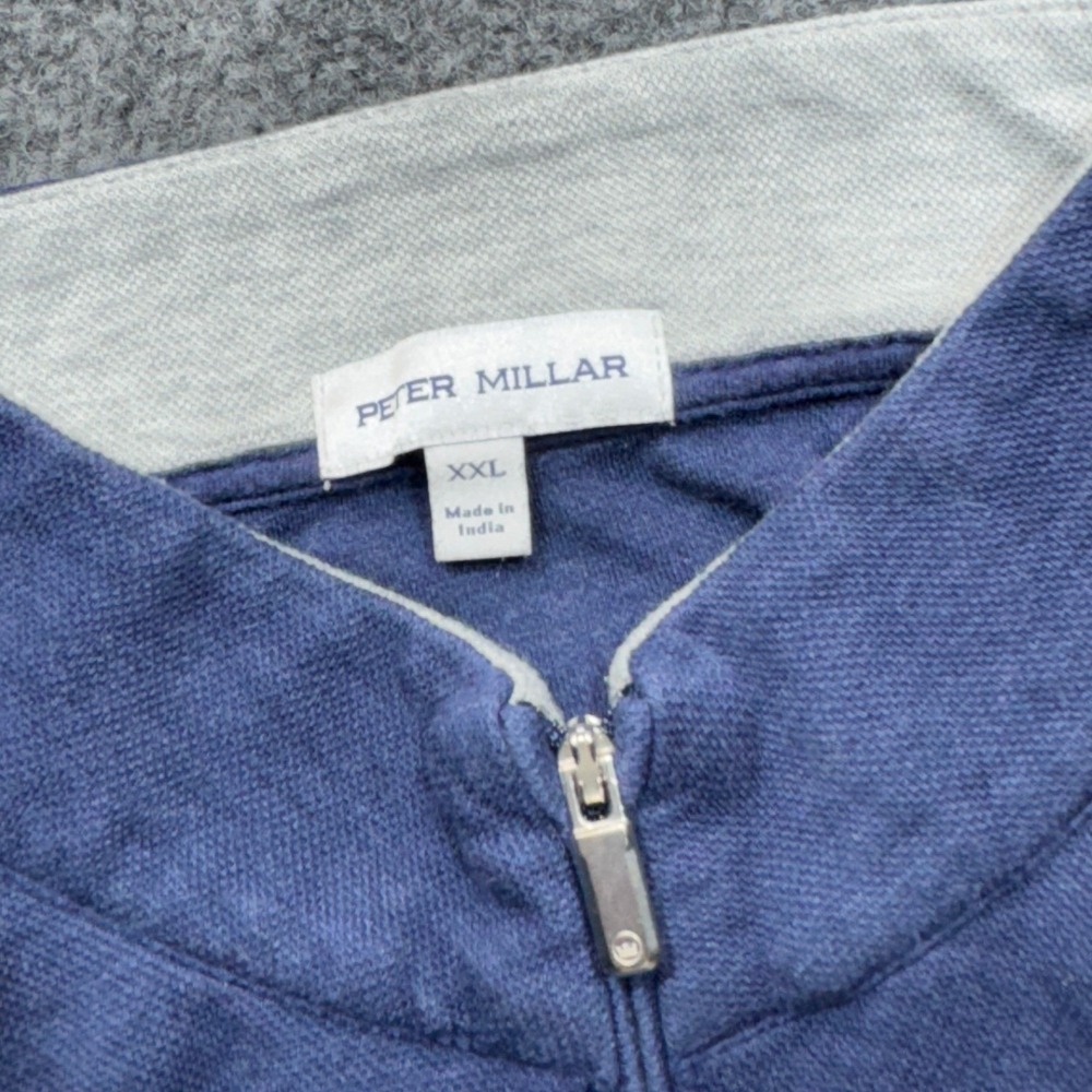 Peter Millar Sweatshirt Mens XXL Blue Cotton Modal Blend Quarter Zip Pullover - Picture 2 of 12